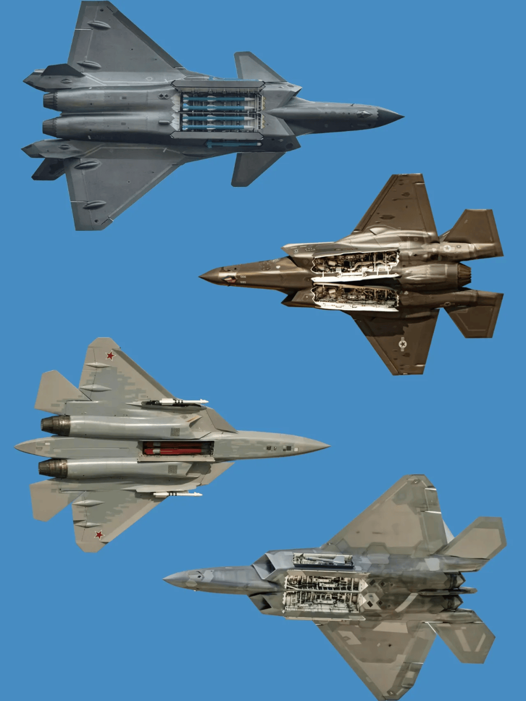 歼-20、F-22“黯然失色”？苏-57S打开弹舱惊现4枚X-69M，歼-20为何带不了空面导弹？